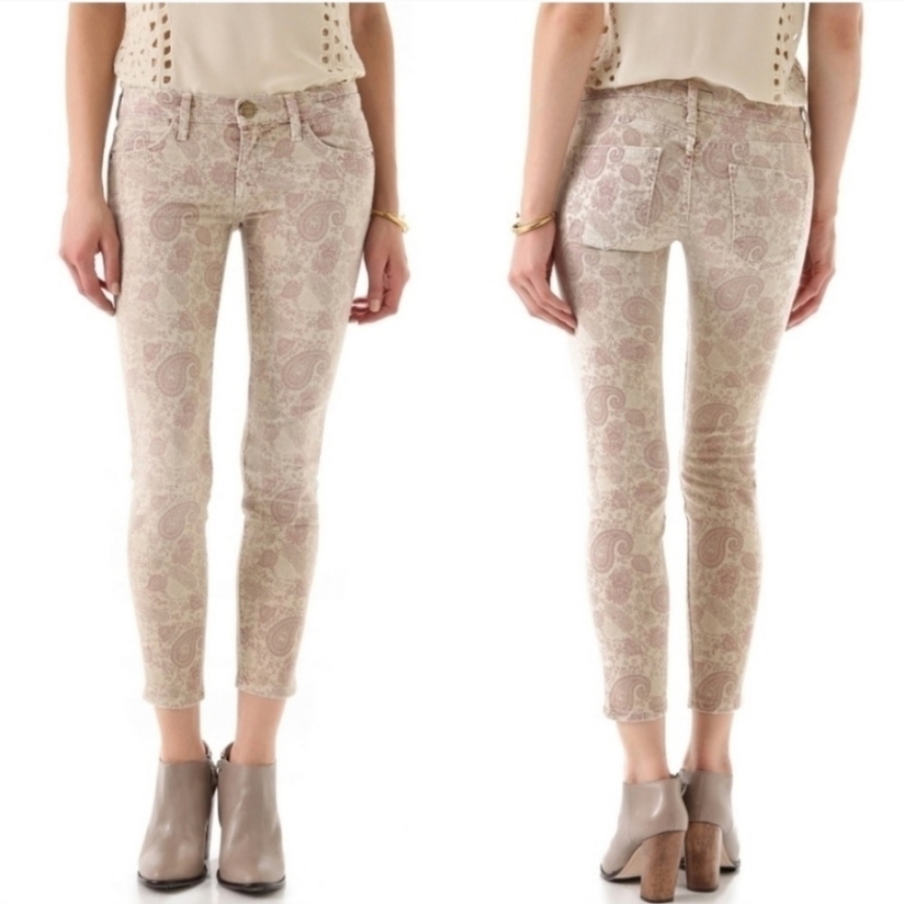 Current/Elliott The Stiletto 80s Paisley Print Skinny Ankle Jeans Low Rise 27